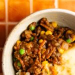 bowl full of beef and lentil cottage pie
