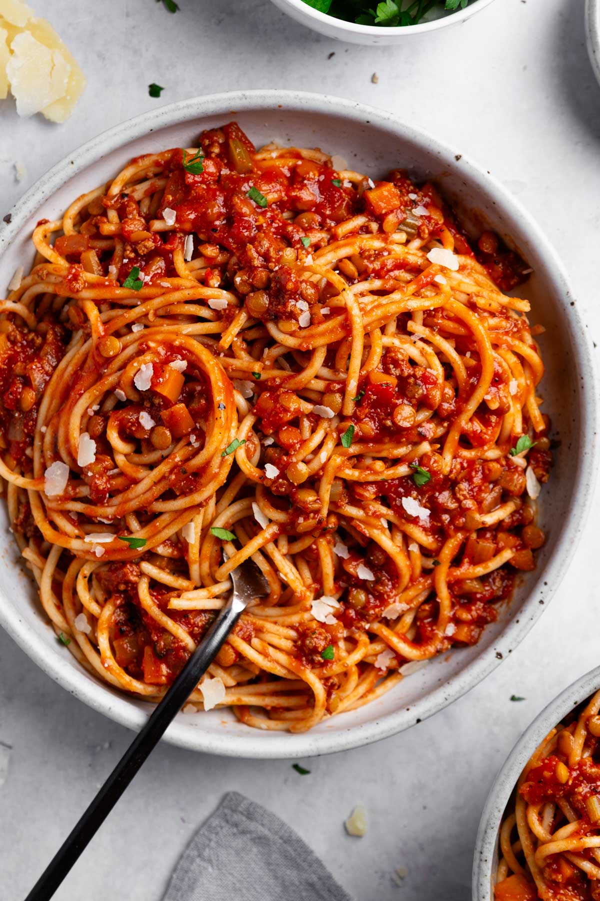 plate full of Healthy bolognese