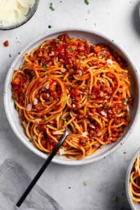 plate full of Healthy bolognese