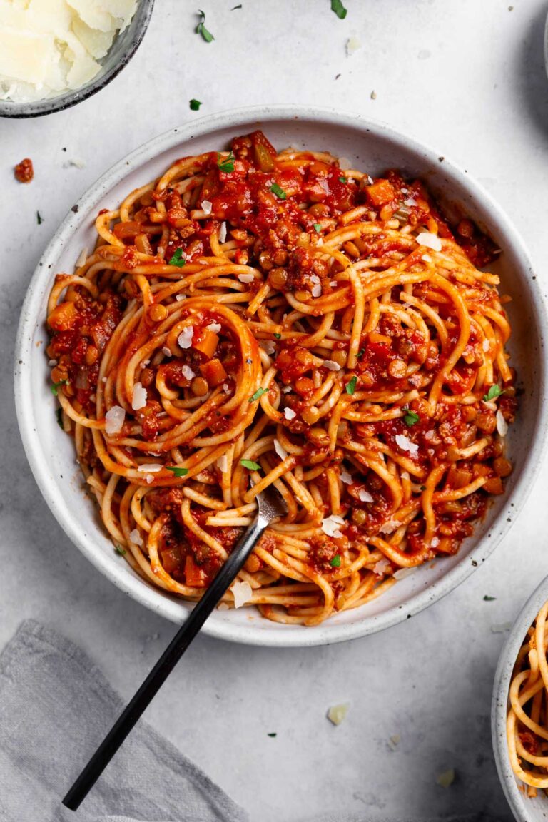 plate full of Healthy bolognese