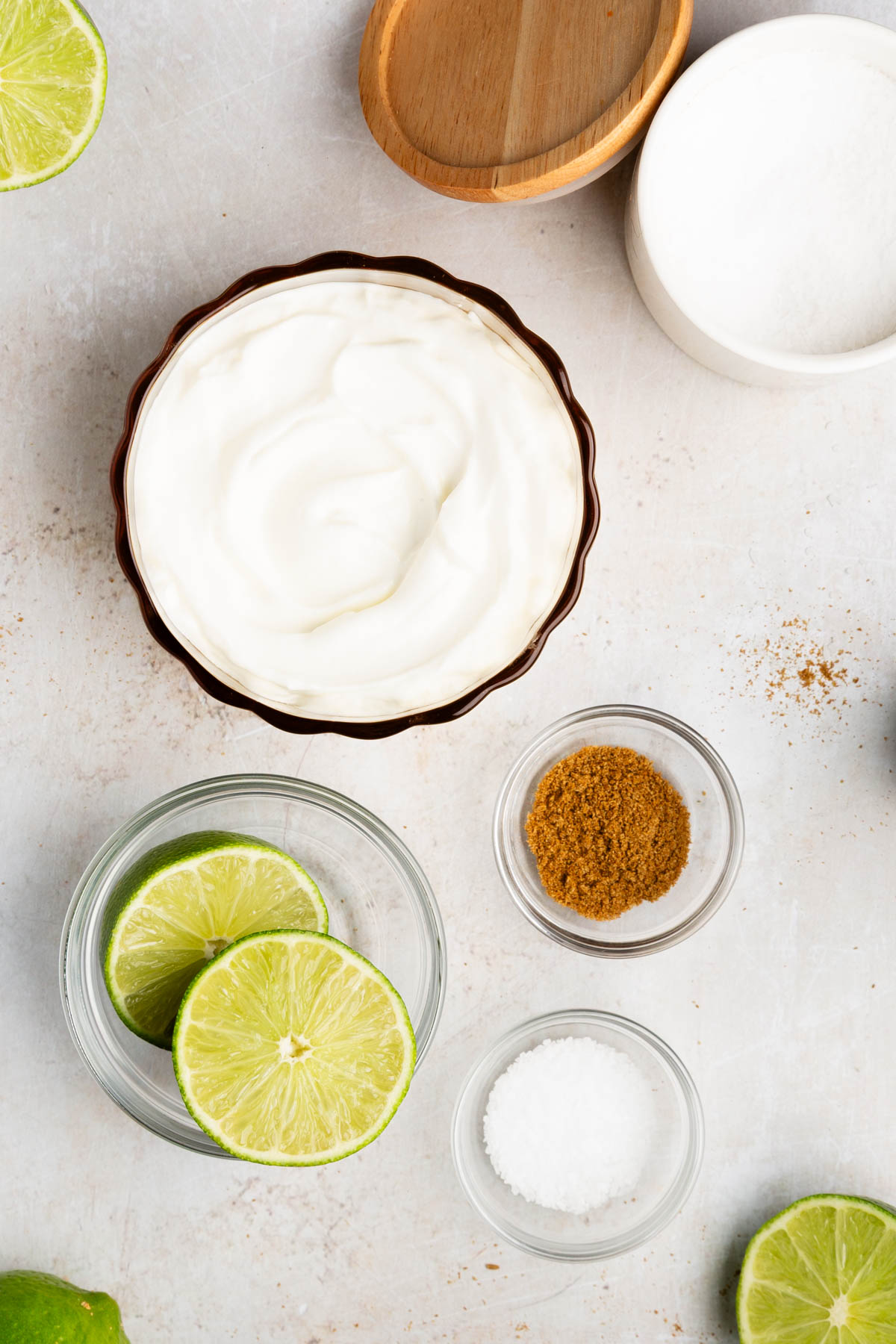 Ingredients needed to make Cumin Lime Crema with Greek Yogurt.