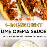 Pinterest pin that reads 4-ingredient lime crema sauce