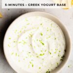 Pinterest pin for lime crema sauce recipe.