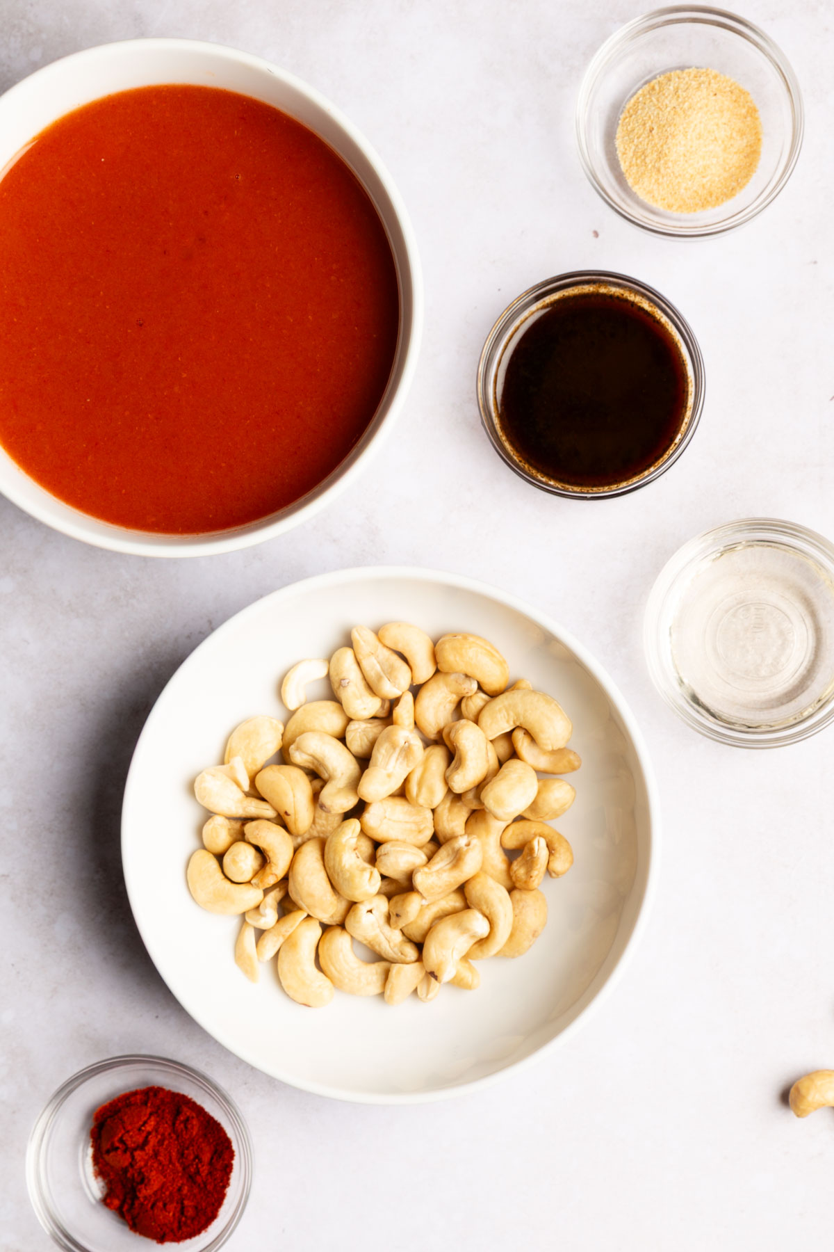 Ingredients needed to make Dairy Free Buffalo Sauce.