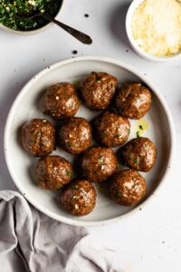 Plate of healthy meatballs.